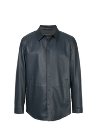 dunkelblaue Shirtjacke aus Leder von D'urban