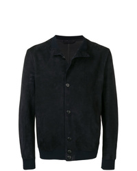dunkelblaue Shirtjacke aus Leder von Giorgio Armani