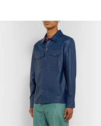 dunkelblaue Shirtjacke aus Leder von Sies Marjan