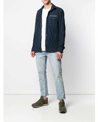 dunkelblaue Shirtjacke aus Leder von John Varvatos