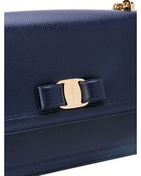 dunkelblaue Ledertaschen von Salvatore Ferragamo