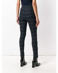 dunkelblaue Leggings mit Schottenmuster von T by Alexander Wang