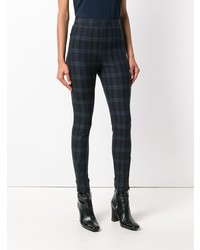 dunkelblaue Leggings mit Schottenmuster von T by Alexander Wang