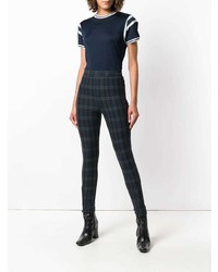 dunkelblaue Leggings mit Schottenmuster von T by Alexander Wang