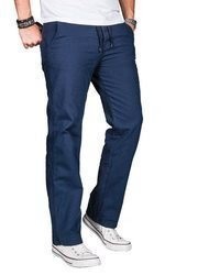 dunkelblaue Leinen Chinohose von Alessandro Salvarini