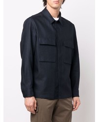 dunkelblaue Leinen Shirtjacke von Z Zegna