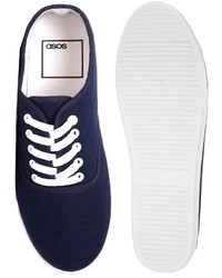 dunkelblaue Leinenschuhe aus Segeltuch von Asos