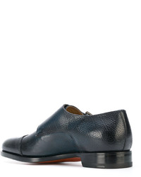 dunkelblaue Monks aus Leder von Santoni