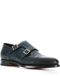 dunkelblaue Monks aus Leder von Santoni