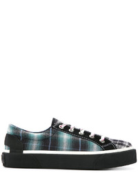 dunkelblaue niedrige Sneakers mit Schottenmuster von Lanvin