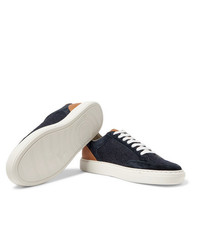 dunkelblaue niedrige Sneakers von Brunello Cucinelli