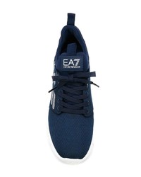 dunkelblaue niedrige Sneakers von Ea7 Emporio Armani