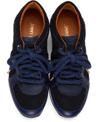 dunkelblaue niedrige Sneakers von Jimmy Choo