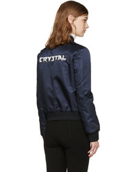 dunkelblaue Nylon Bomberjacke von Carven