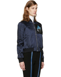 dunkelblaue Nylon Bomberjacke von Carven