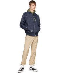 dunkelblaue Nylon Bomberjacke von AAPE BY A BATHING APE