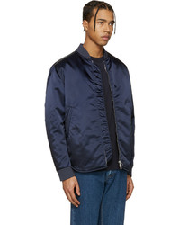 dunkelblaue Nylon Bomberjacke von Acne Studios