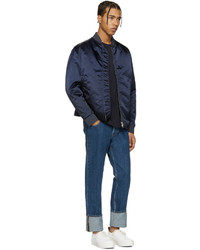 dunkelblaue Nylon Bomberjacke von Acne Studios