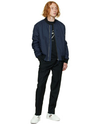 dunkelblaue Nylon Bomberjacke von Ps By Paul Smith