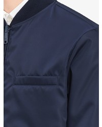 dunkelblaue Nylon Bomberjacke von Prada