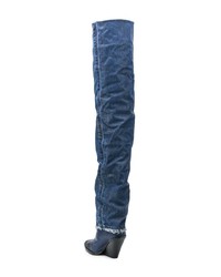 dunkelblaue Overknee Stiefel aus Jeans von Diesel
