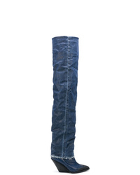 dunkelblaue Overknee Stiefel aus Jeans von Diesel