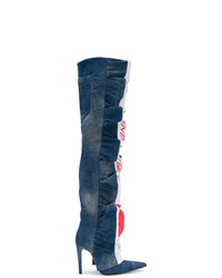 dunkelblaue Overknee Stiefel aus Jeans von Diesel Red Tag
