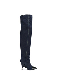 dunkelblaue Overknee Stiefel aus Jeans von Giuseppe Zanotti Design