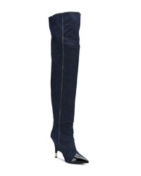 dunkelblaue Overknee Stiefel aus Jeans von Giuseppe Zanotti Design