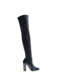 dunkelblaue Overknee Stiefel aus Leder von Rene Caovilla