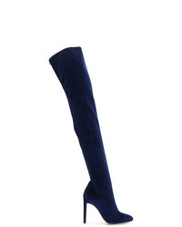 dunkelblaue Overknee Stiefel aus Wildleder von Giuseppe Zanotti Design