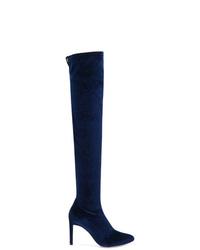 dunkelblaue Overknee Stiefel aus Wildleder von Giuseppe Zanotti Design
