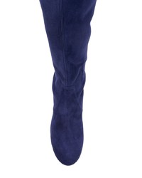 dunkelblaue Overknee Stiefel aus Wildleder von Stuart Weitzman
