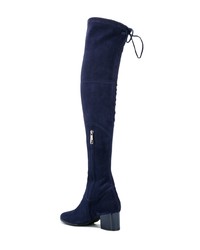 dunkelblaue Overknee Stiefel aus Wildleder von Baldinini