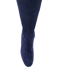 dunkelblaue Overknee Stiefel aus Wildleder von Baldinini