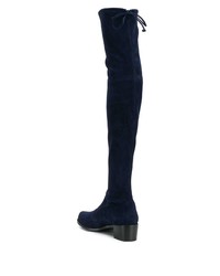 dunkelblaue Overknee Stiefel aus Wildleder von Stuart Weitzman