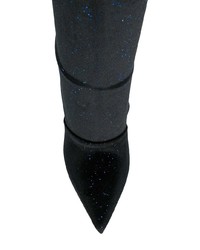dunkelblaue Overknee Stiefel aus Wildleder von Balmain