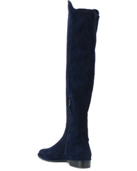 dunkelblaue Overknee Stiefel von Stuart Weitzman