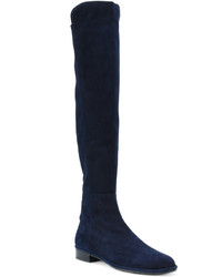 dunkelblaue Overknee Stiefel von Stuart Weitzman