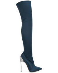 dunkelblaue Overknee Stiefel von Casadei