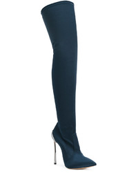 dunkelblaue Overknee Stiefel von Casadei