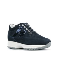 dunkelblaue Pailletten niedrige Sneakers von Hogan