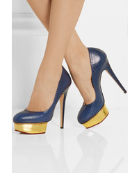 dunkelblaue Pumps von Charlotte Olympia