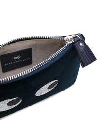 dunkelblaue Samt Clutch von Anya Hindmarch