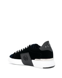 dunkelblaue Samt niedrige Sneakers von Philipp Plein