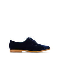 dunkelblaue Samt Oxford Schuhe