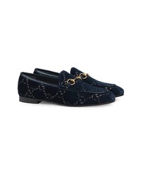 dunkelblaue Samt Slipper von Gucci