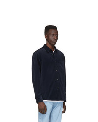 dunkelblaue Shirtjacke aus Samt von A.P.C.