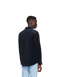 dunkelblaue Shirtjacke aus Samt von A.P.C.