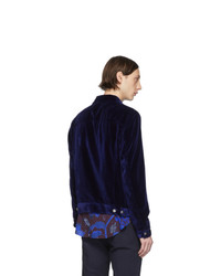 dunkelblaue Shirtjacke aus Samt von Paul Smith